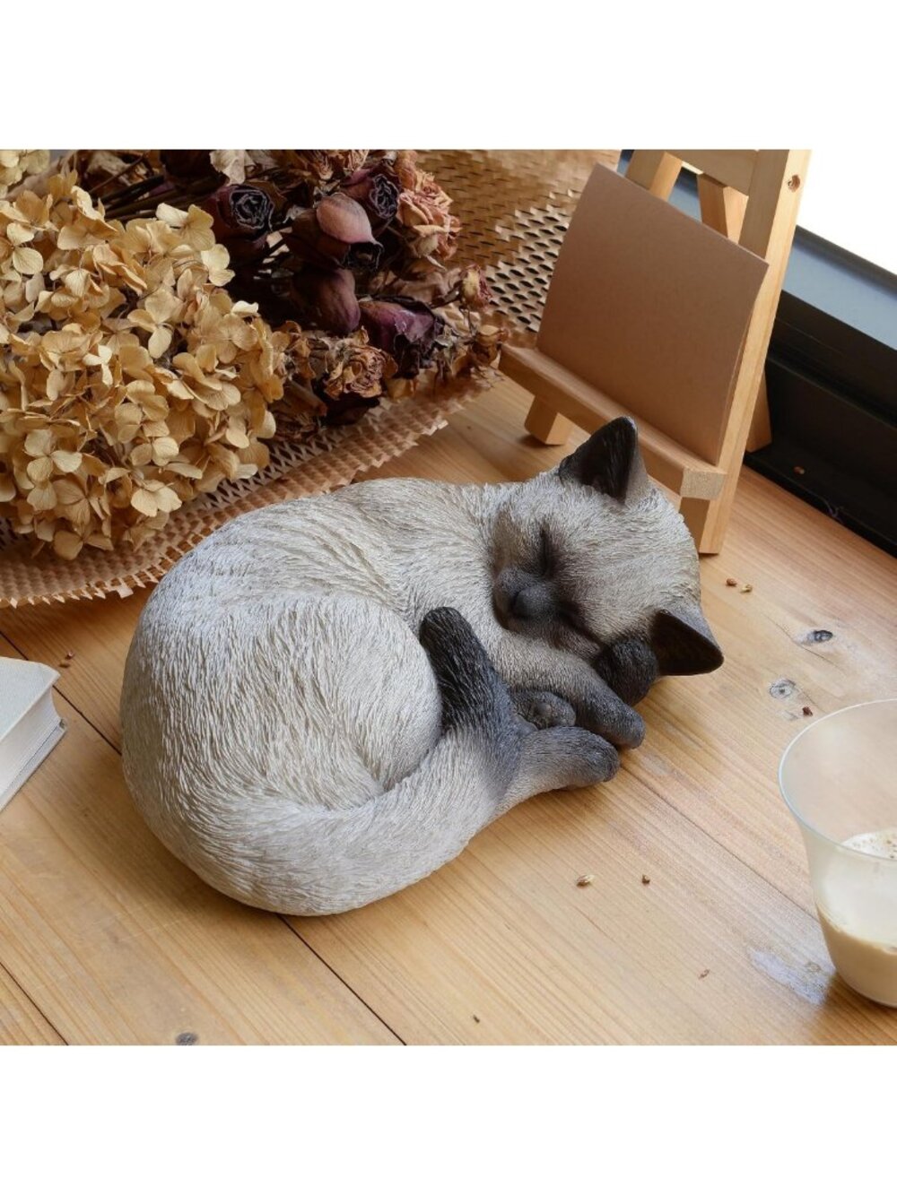 Sleeping Siamese Cat Figurine | Cute Home Decor | Unique Gift for Cat Lovers